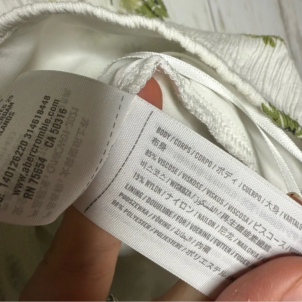Abercrombie & Fitch Cream Floral Puff-Sleeve Crop Top XL